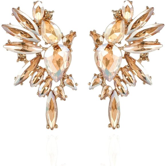 Jewelry - Colorful Crystal Cluster Drop Earrings: Lightweight Elegance for Any Celebration